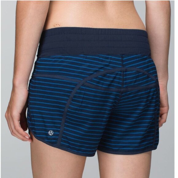 Lululemon Tracker Short II 4” 4-way West 2 east Stripe  Rugged Blue Ink Size 4 - Picture 1 of 9